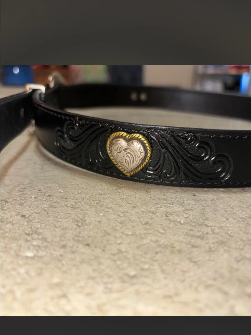 Resistol vintage black leather belt with silver buckle